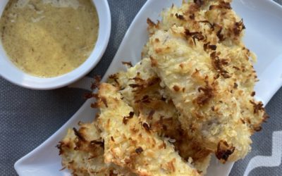 Coconut Crusted Chicken Tenders with Marmalade Mustard