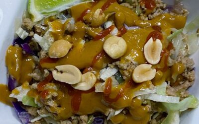 Deconstructed Egg Rolls with Peanut Sauce