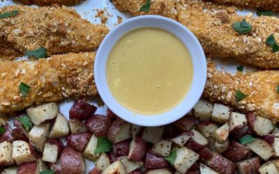 Sheet Pan Honey Mustard Pretzel Chicken & Potatoes