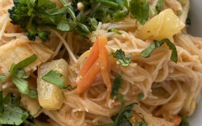 Spicy Coconut Curry Chicken and Rice Noodles