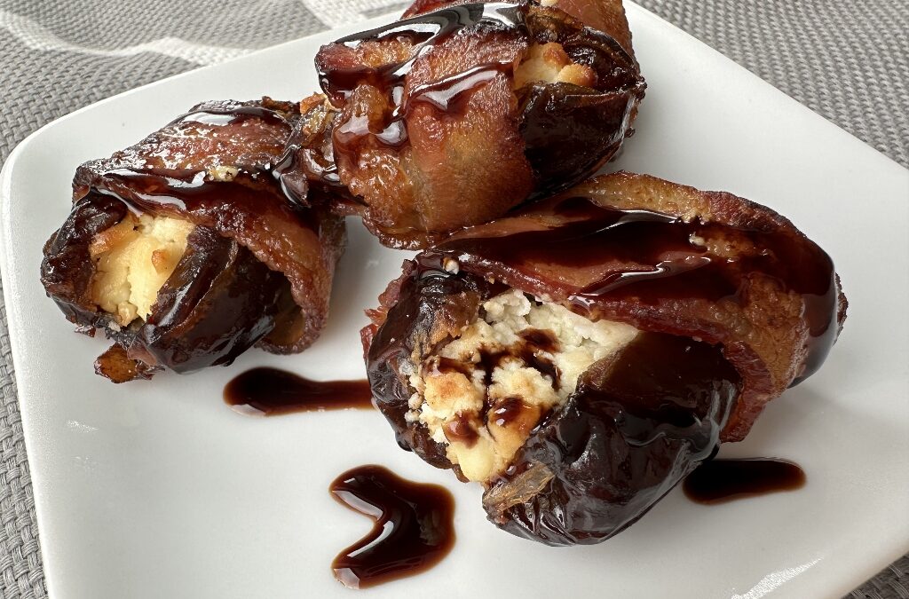 Bacon Wrapped Dates with Goat Cheese